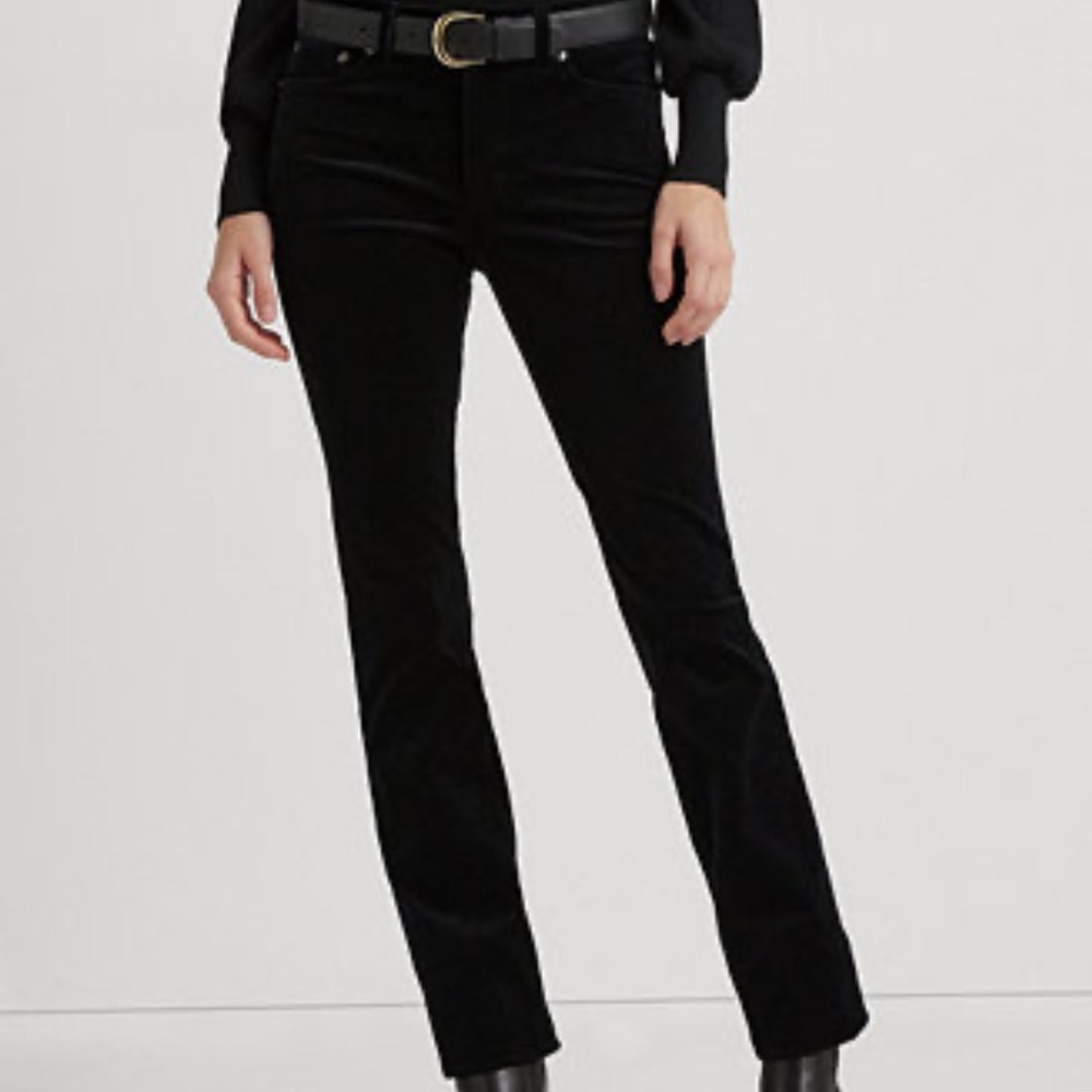 Lauren Ralph Lauren Black Straight Stretch Pants Size 4P